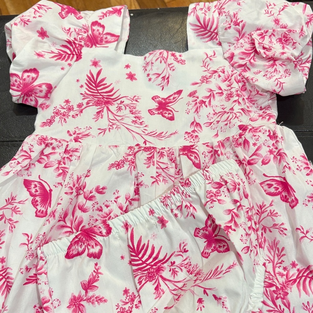 btween Pink and White Floral Kids Dress